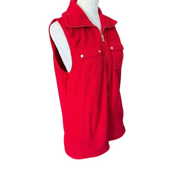 Chaps Sport red sleeveless zip up fleece vest women's size medium - Picture 2 of 8